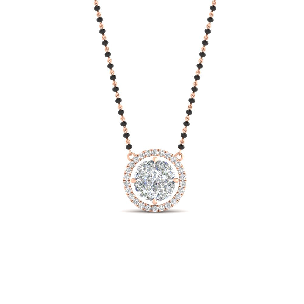 0.75 Carat Solitaire Looking Halo Diamond Mangalsutra