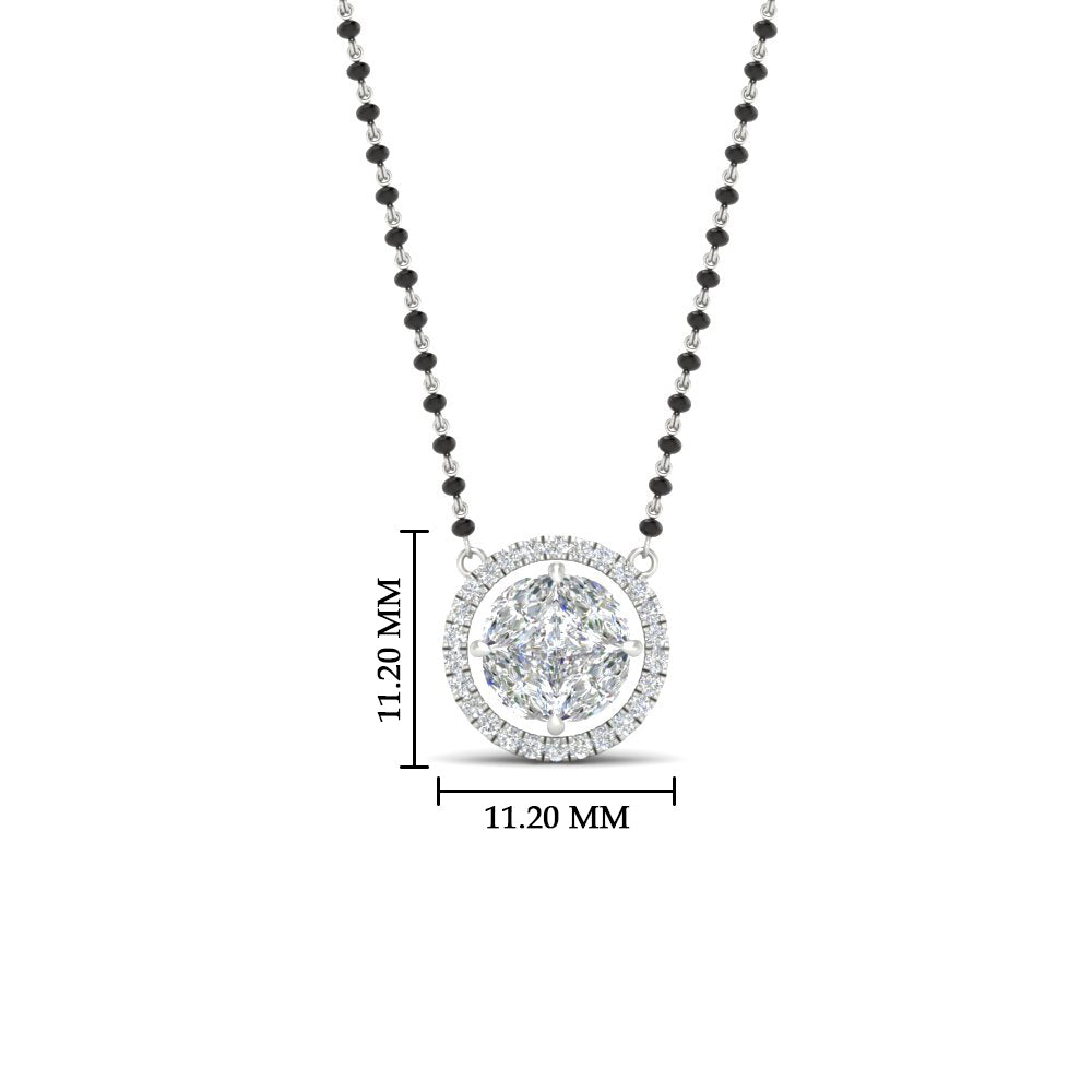 0.75 Carat Solitaire Looking Halo Diamond Mangalsutra