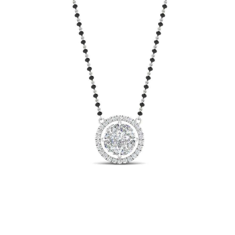 0.75 Carat Solitaire Looking Halo Diamond Mangalsutra