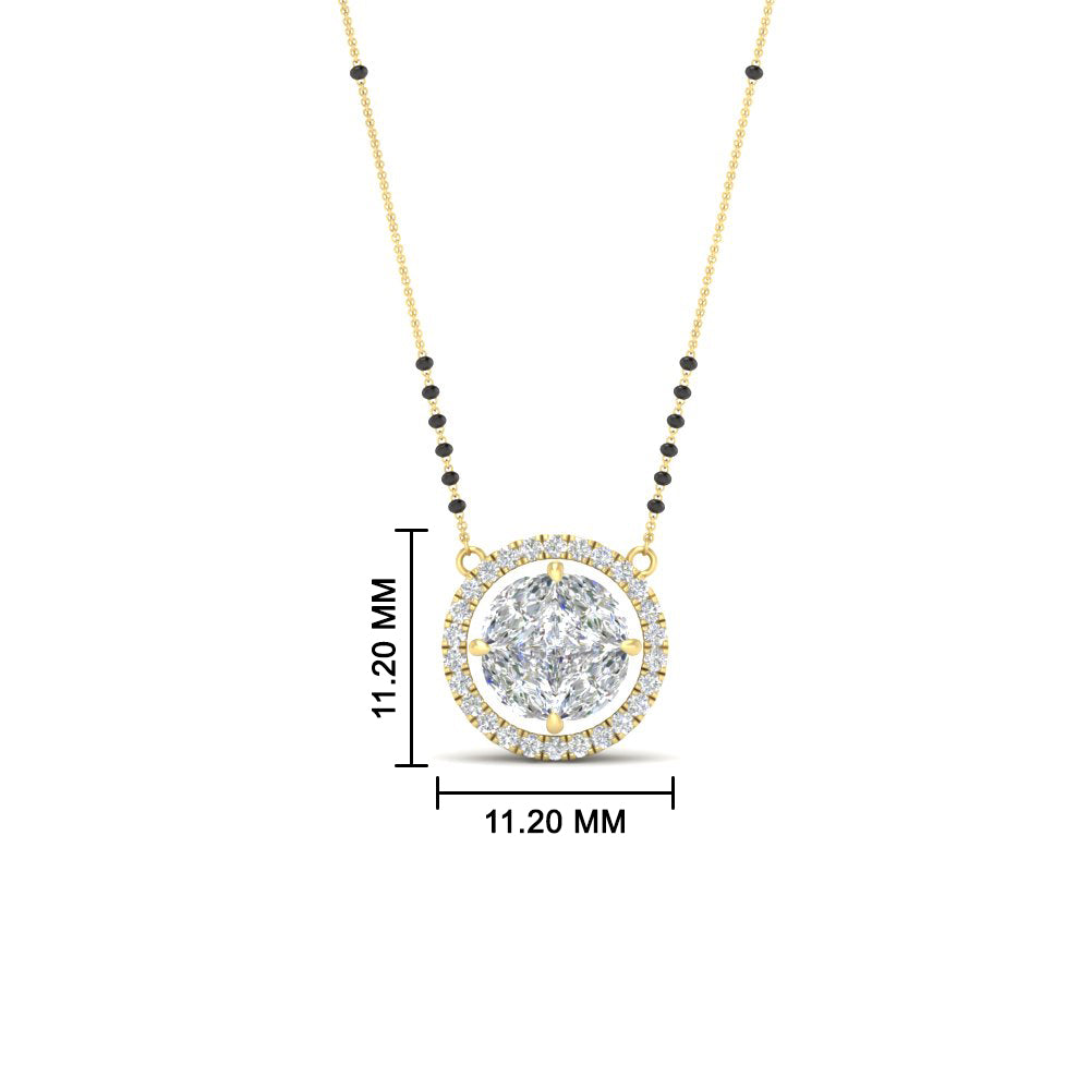 0.75 Carat Solitaire Looking Halo Diamond Mangalsutra