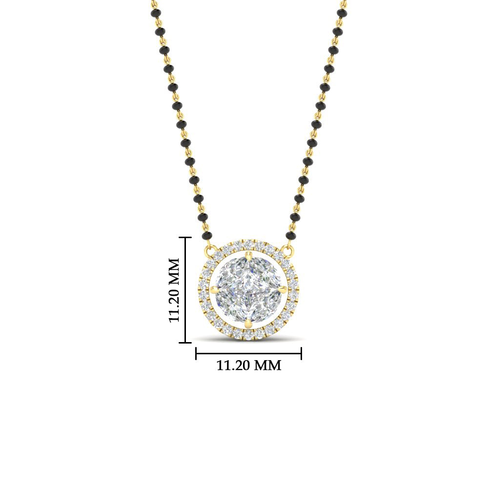 0.75 Carat Solitaire Looking Halo Diamond Mangalsutra