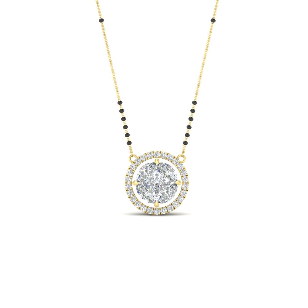 0.75 Carat Solitaire Looking Halo Diamond Mangalsutra