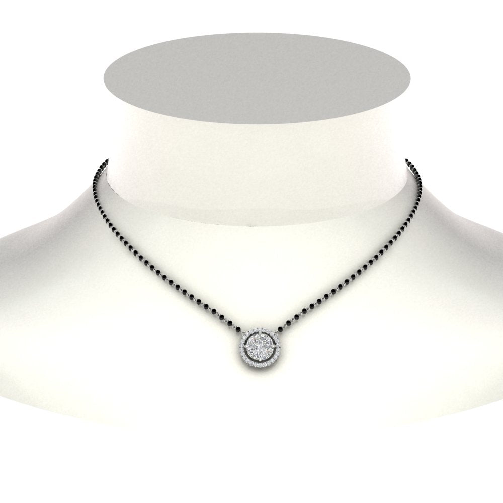 0.75 Carat Solitaire Looking Halo Diamond Mangalsutra