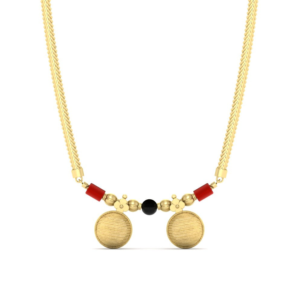 Double Coral with Black Beads And Wati Mangalsutra