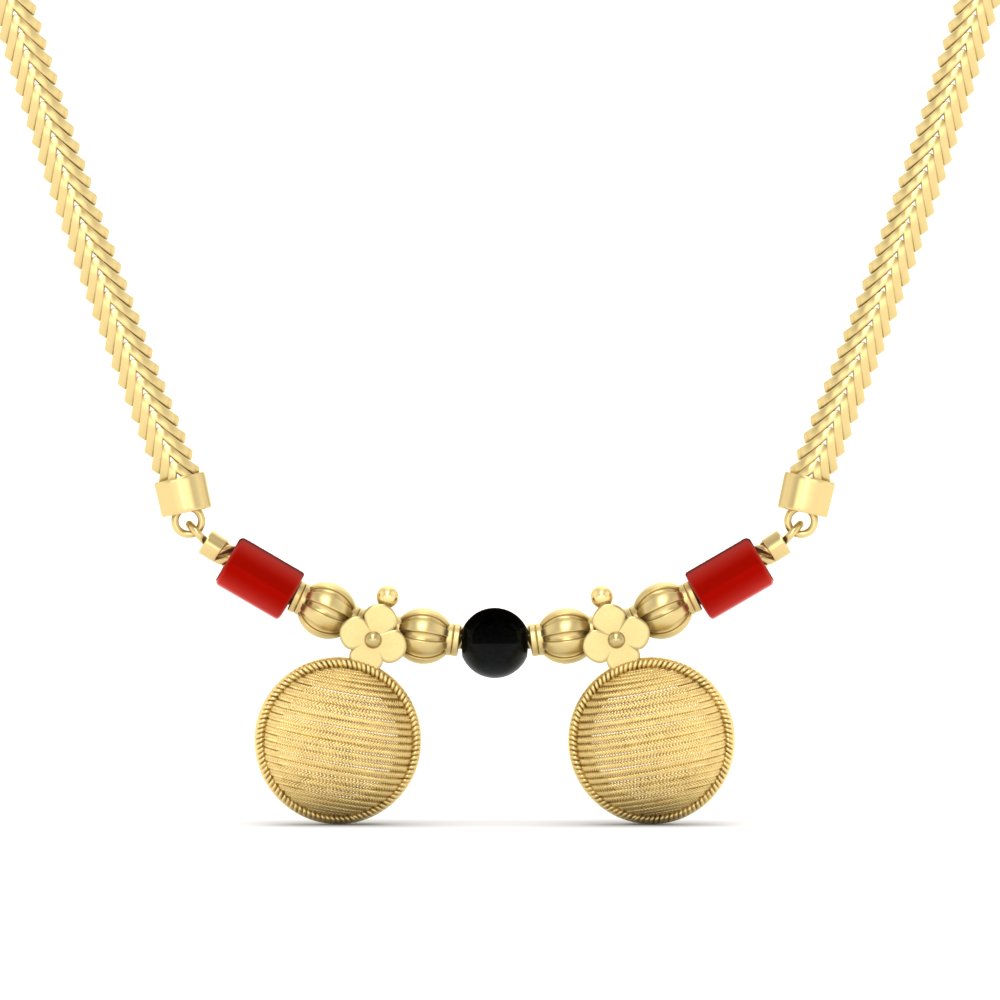 Double Coral with Black Beads And Wati Mangalsutra