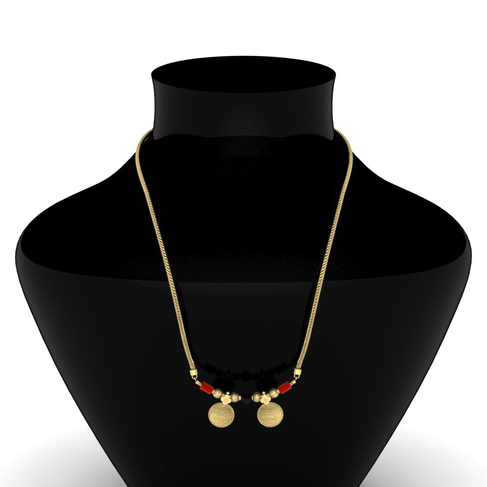 Double Coral with Black Beads And Wati Mangalsutra