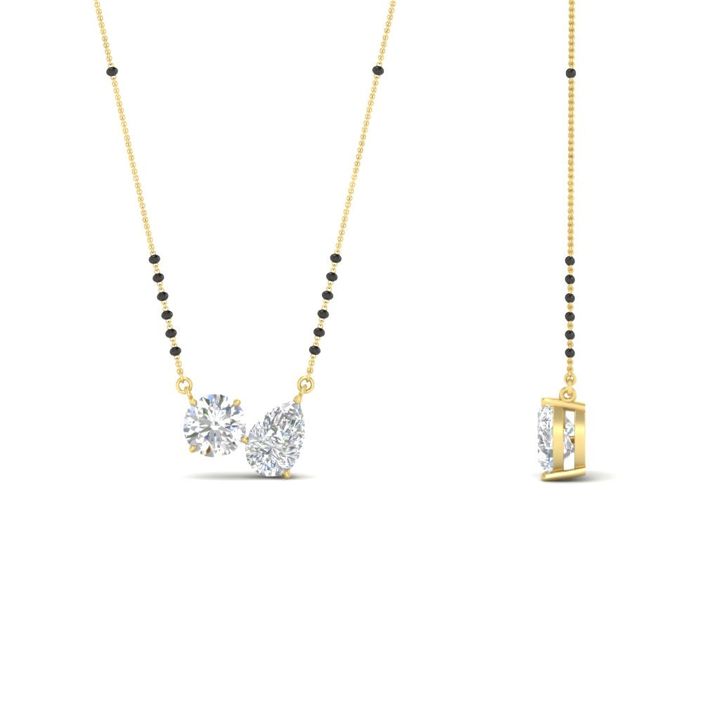 1 Carat Round Pear Diamond Two-Stone Mangalsutra