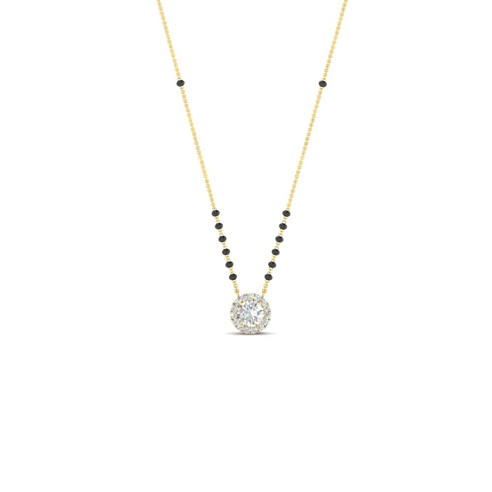 0.35 Carat Round Mini Halo Solitaire Mangalsutra