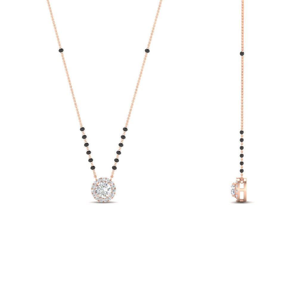 0.35 Carat Round Mini Halo Solitaire Mangalsutra