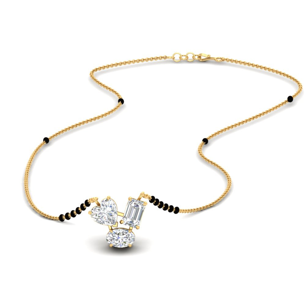 1.50 Carat Multi Shape 3 Stone Diamond Mangalsutra