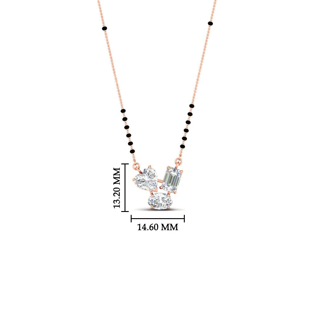 1.50 Carat Multi Shape 3 Stone Diamond Mangalsutra