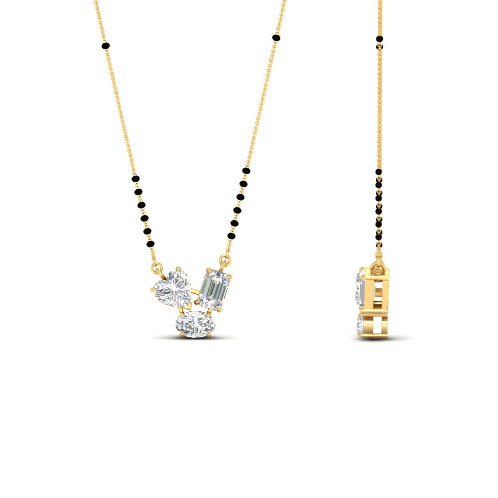 1.50 Carat Multi Shape 3 Stone Diamond Mangalsutra