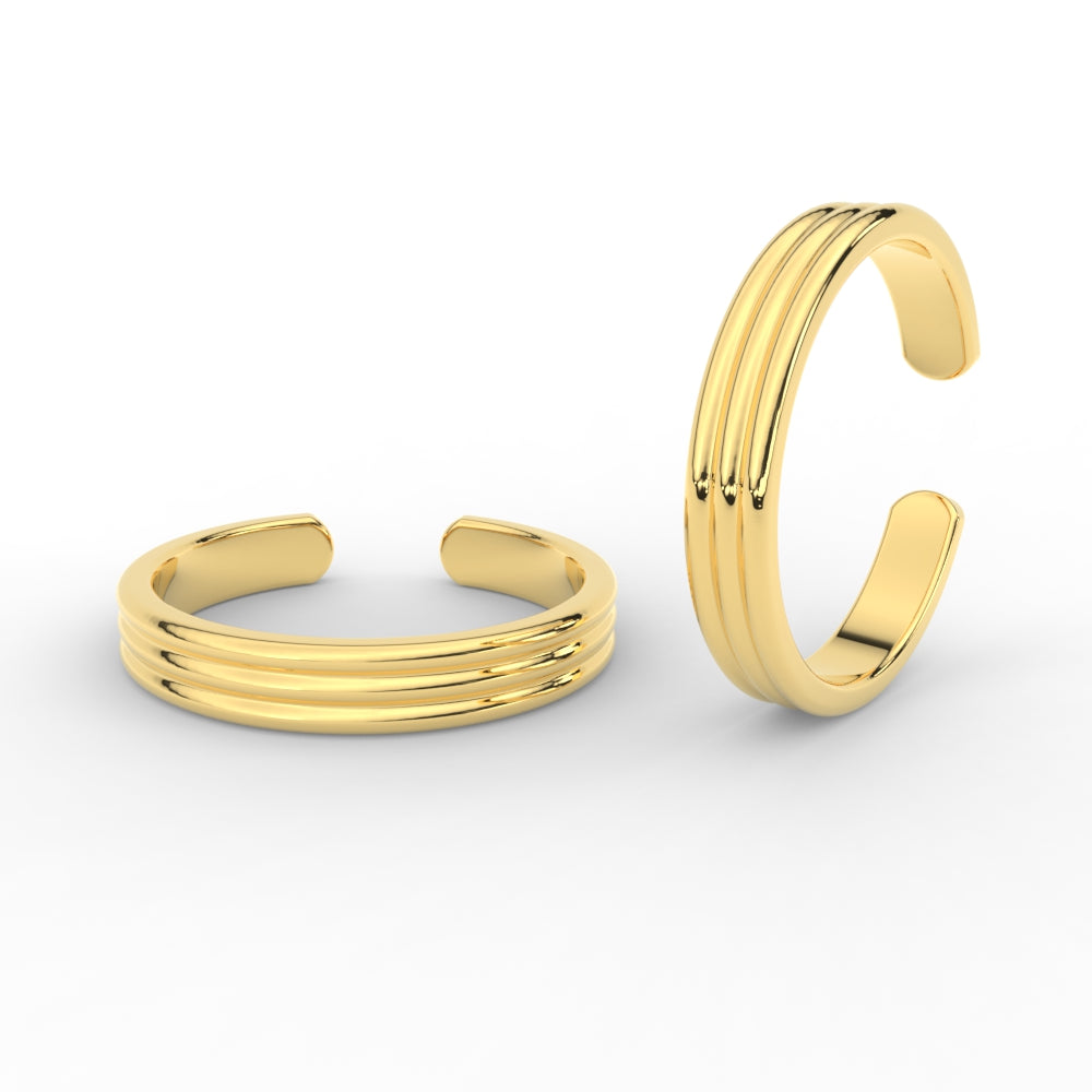 Gold Trio Line Adjustable Toe Ring