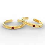 Load image into Gallery viewer, Gold Double Line Ruby Toe Rings
