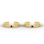 Load image into Gallery viewer, Gold Double Line Ruby Toe Rings
