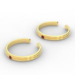 Load image into Gallery viewer, Gold Double Line Ruby Toe Rings
