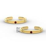 Load image into Gallery viewer, Gold Double Line Ruby Toe Rings
