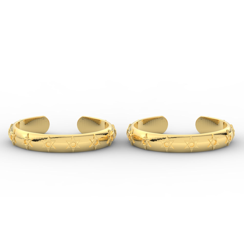 Star Design Adjustable Gold Toe Rings