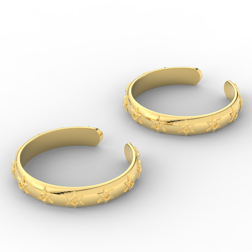 Star Design Adjustable Gold Toe Rings