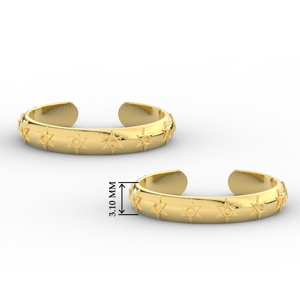 Star Design Adjustable Gold Toe Rings