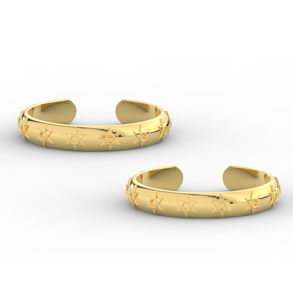 Star Design Adjustable Gold Toe Rings