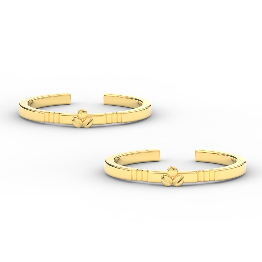 Simple Flower Design Gold Toe Ring