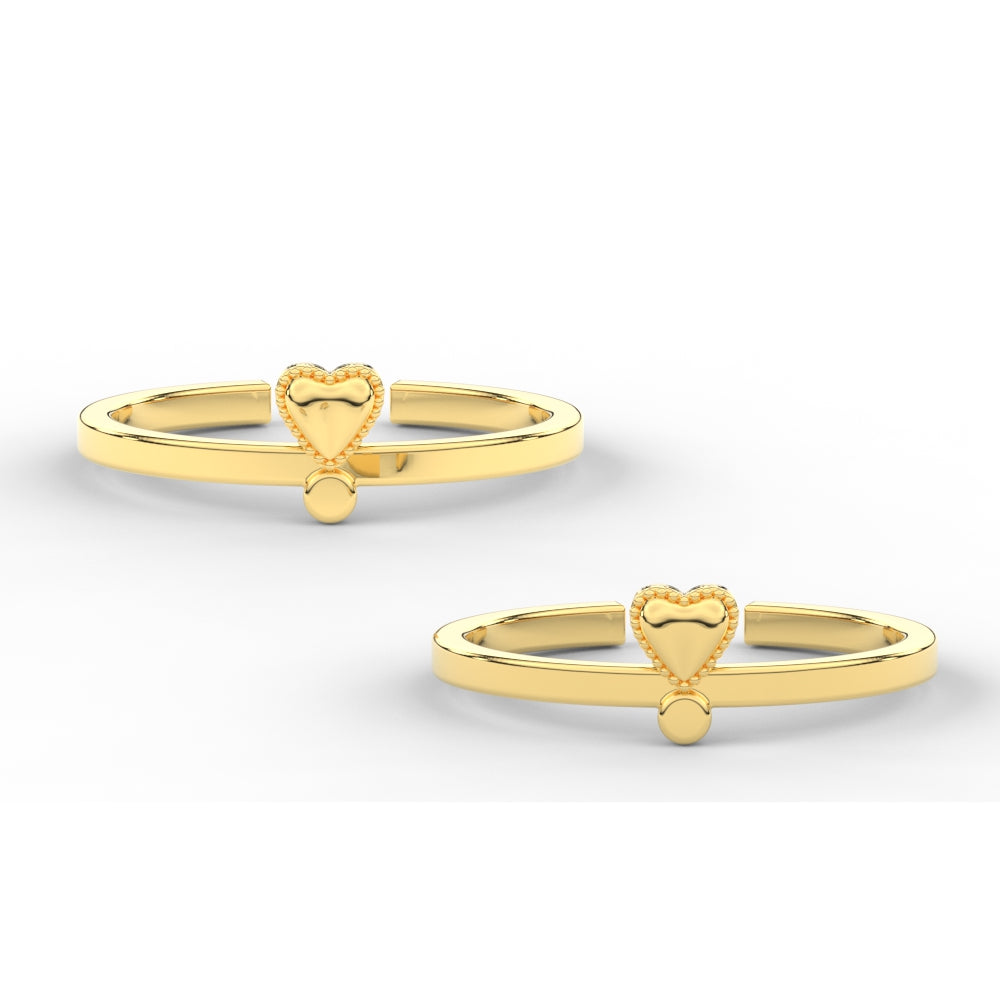 Beautiful Heart Beaded Gold Toe Ring