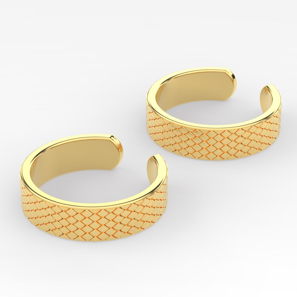 Square Chain Design Adjustable Gold Toe Ring