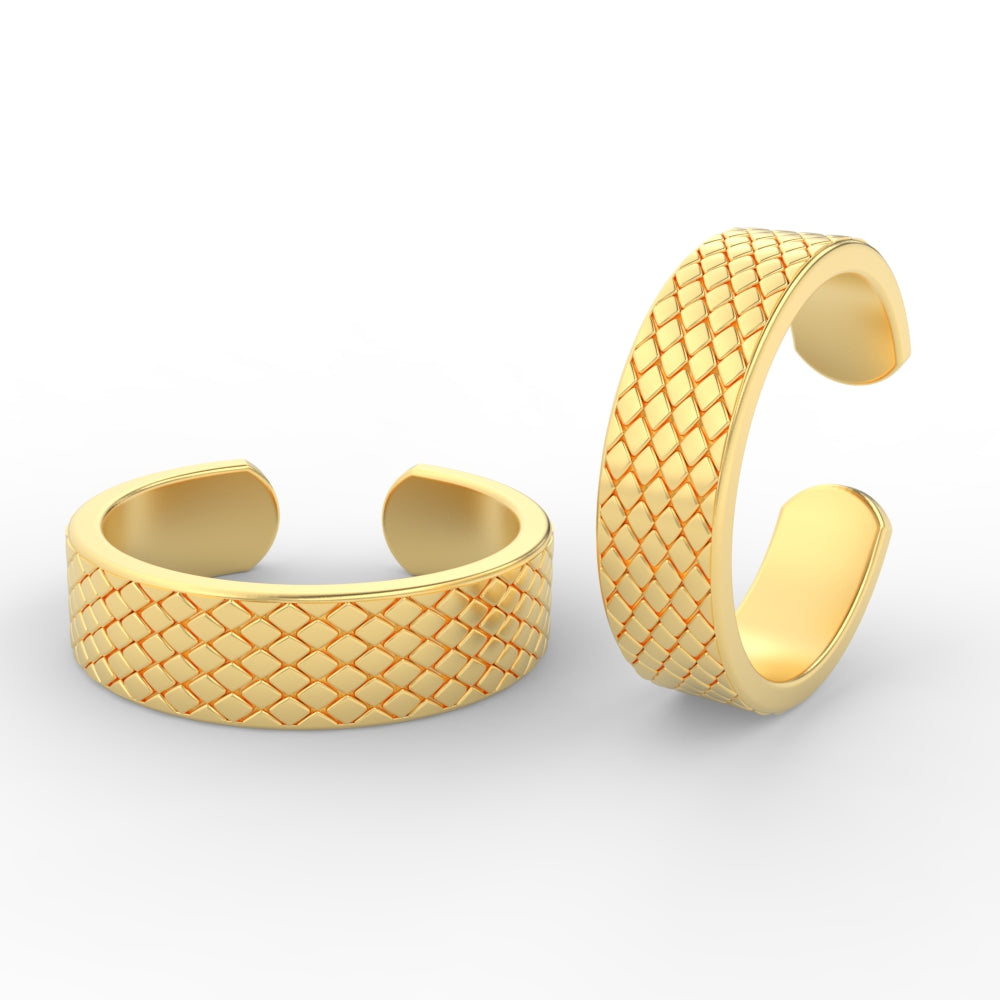 Square Chain Design Adjustable Gold Toe Ring