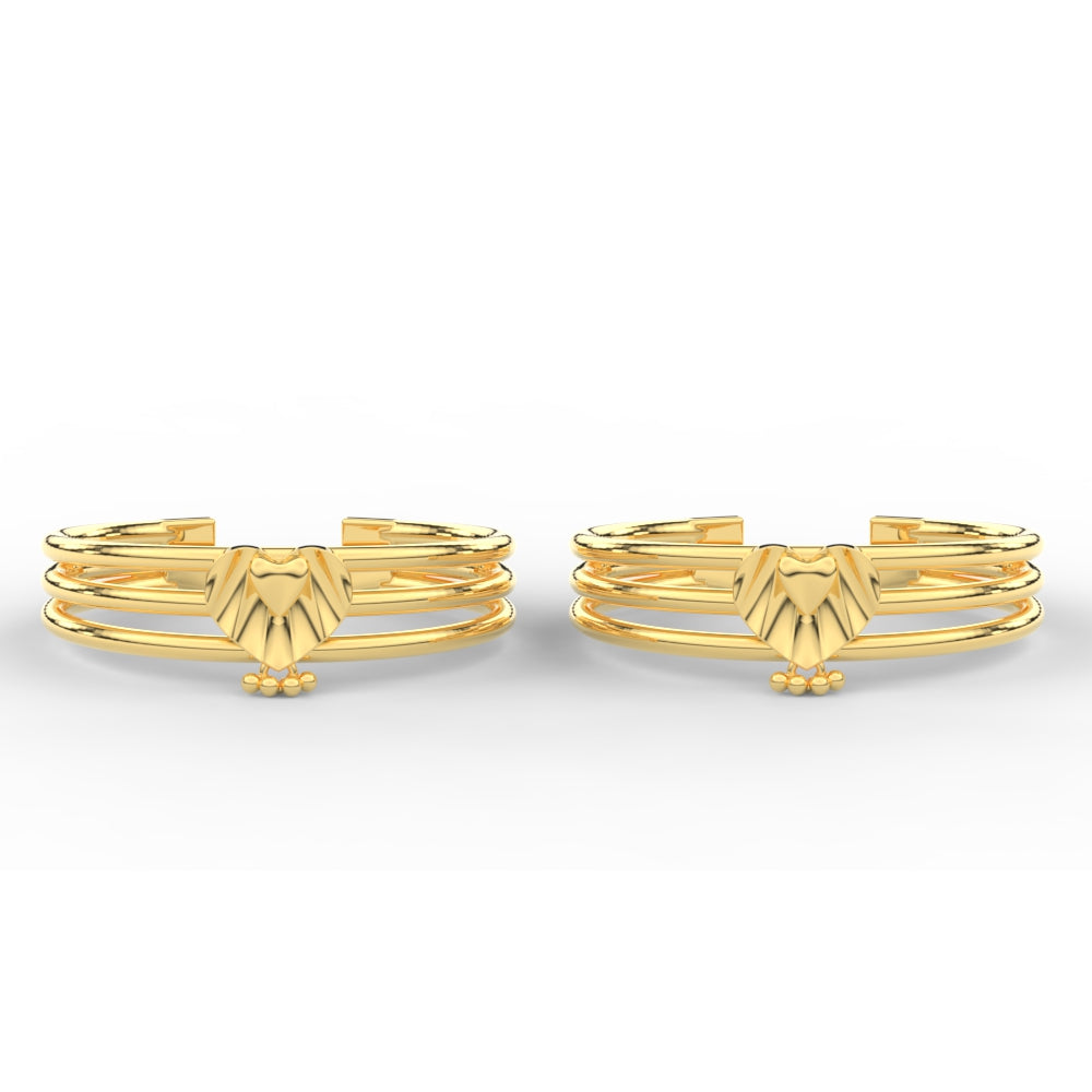 Traditional 3 Layers Heart Design Gold Toe Ring