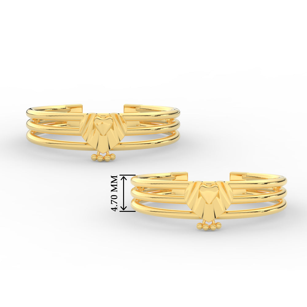 Traditional 3 Layers Heart Design Gold Toe Ring