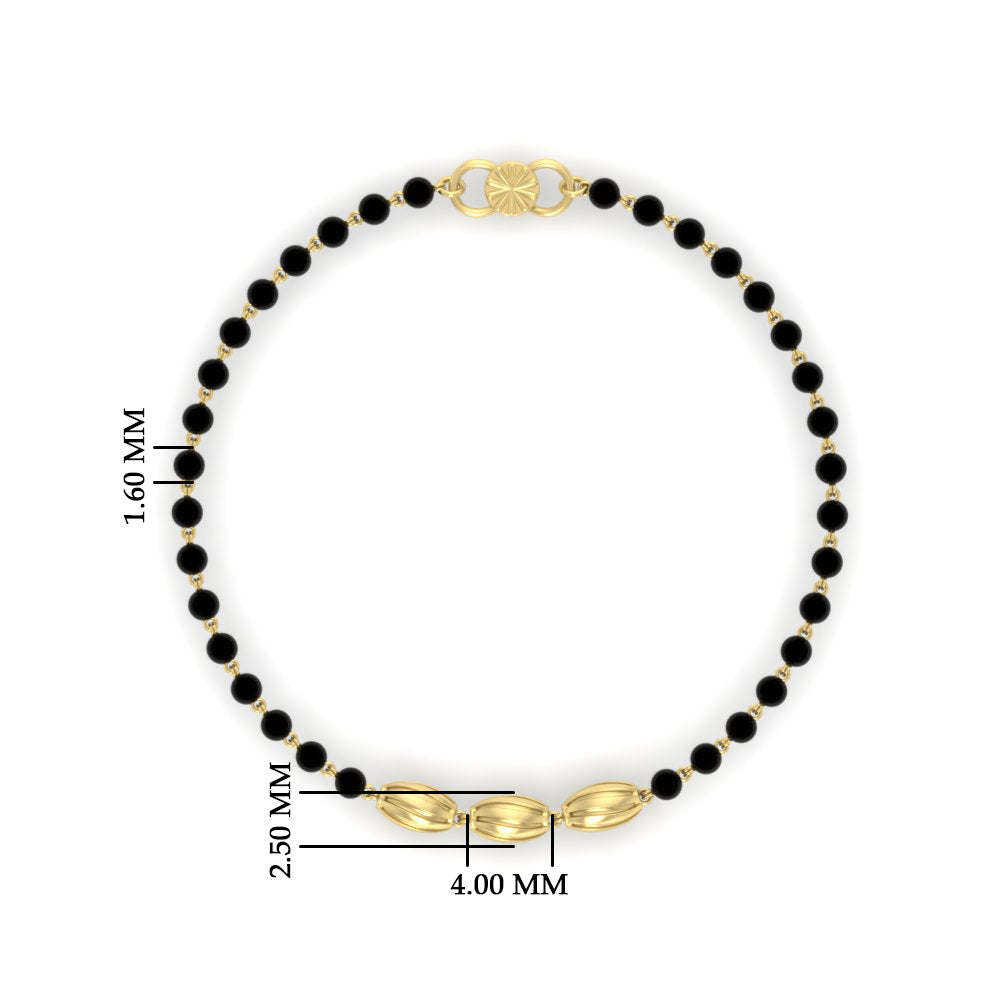 3 Oval Gold Black Beads Baby Bracelet