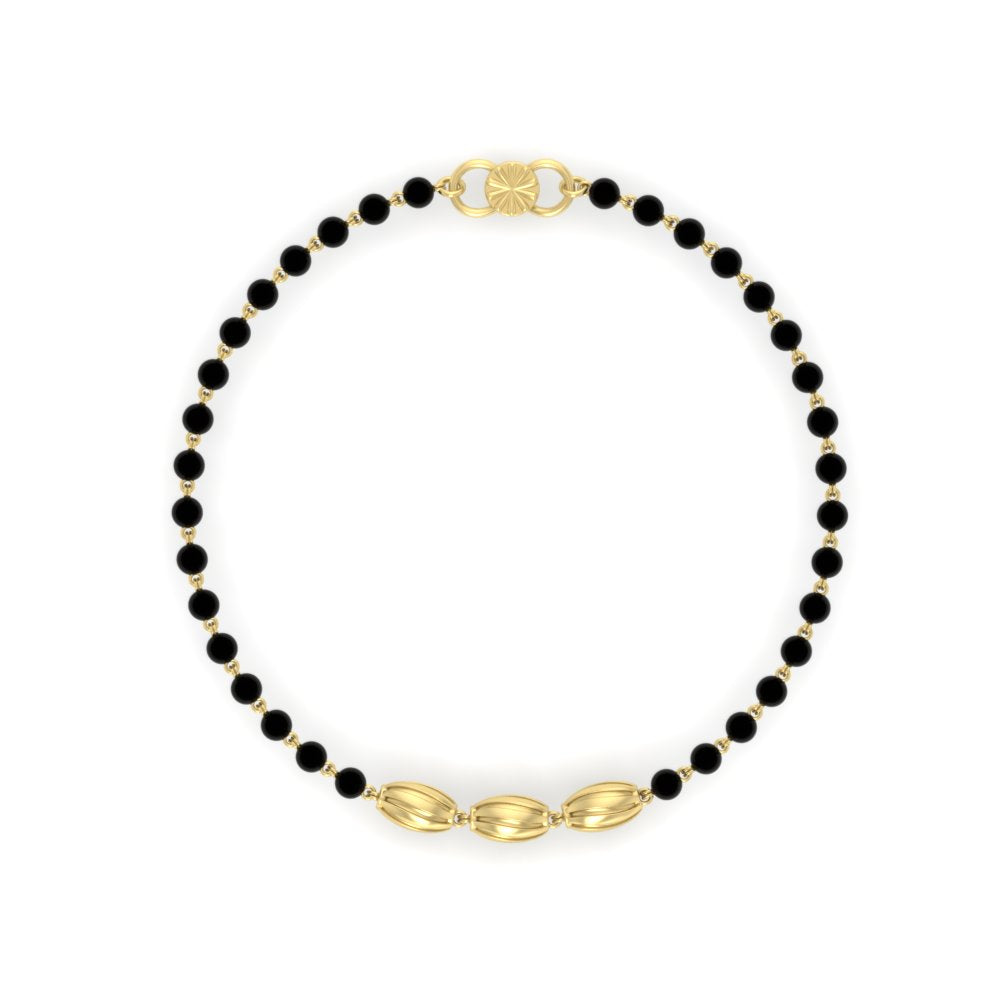 3 Oval Gold Black Beads Baby Bracelet