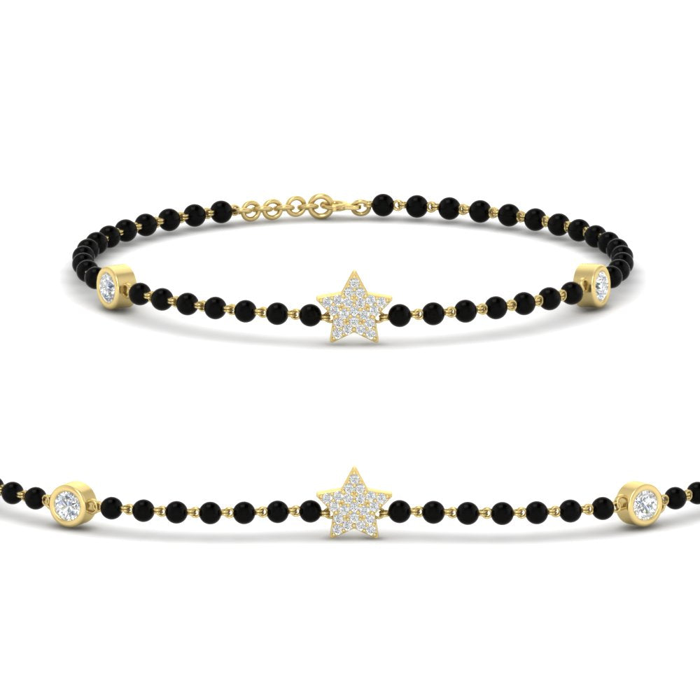 Star Diamond Black Beaded Baby Bracelet