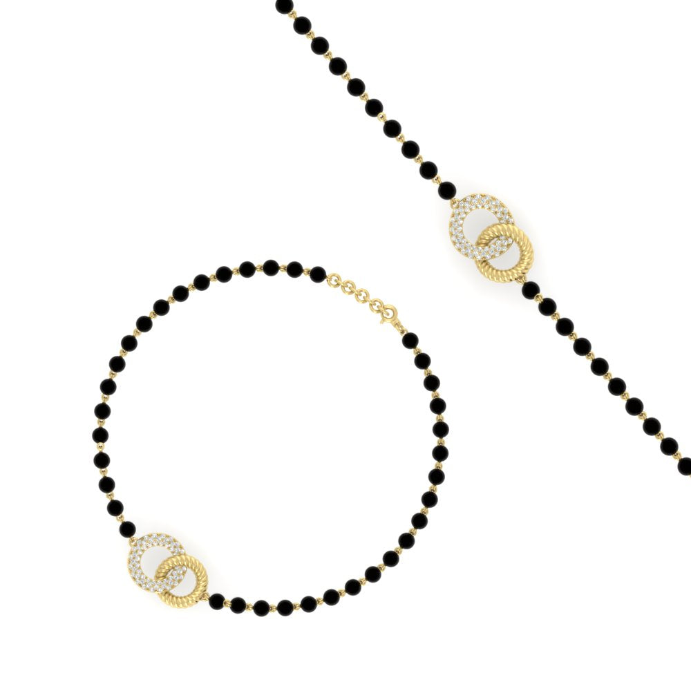 Charming Double Circle Black Beads Baby Bracelet