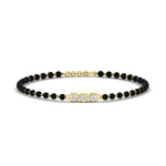 Load image into Gallery viewer, 3 Stone Round Diamond Black Beaded Baby Bracelet
