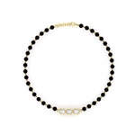 Load image into Gallery viewer, 3 Stone Round Diamond Black Beaded Baby Bracelet
