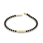 Load image into Gallery viewer, 3 Stone Round Diamond Black Beaded Baby Bracelet
