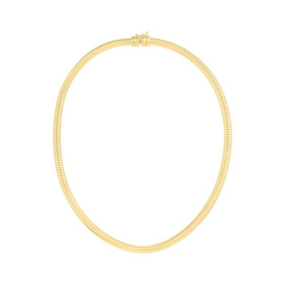 Art Deco 14K Yellow Gold 5mm Wide Tubogas Necklace 17 Inches Long