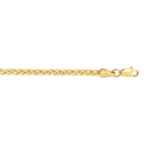 2.7mm Wide Textured Lite Round Wheat Chain In 14K Yellow Gold