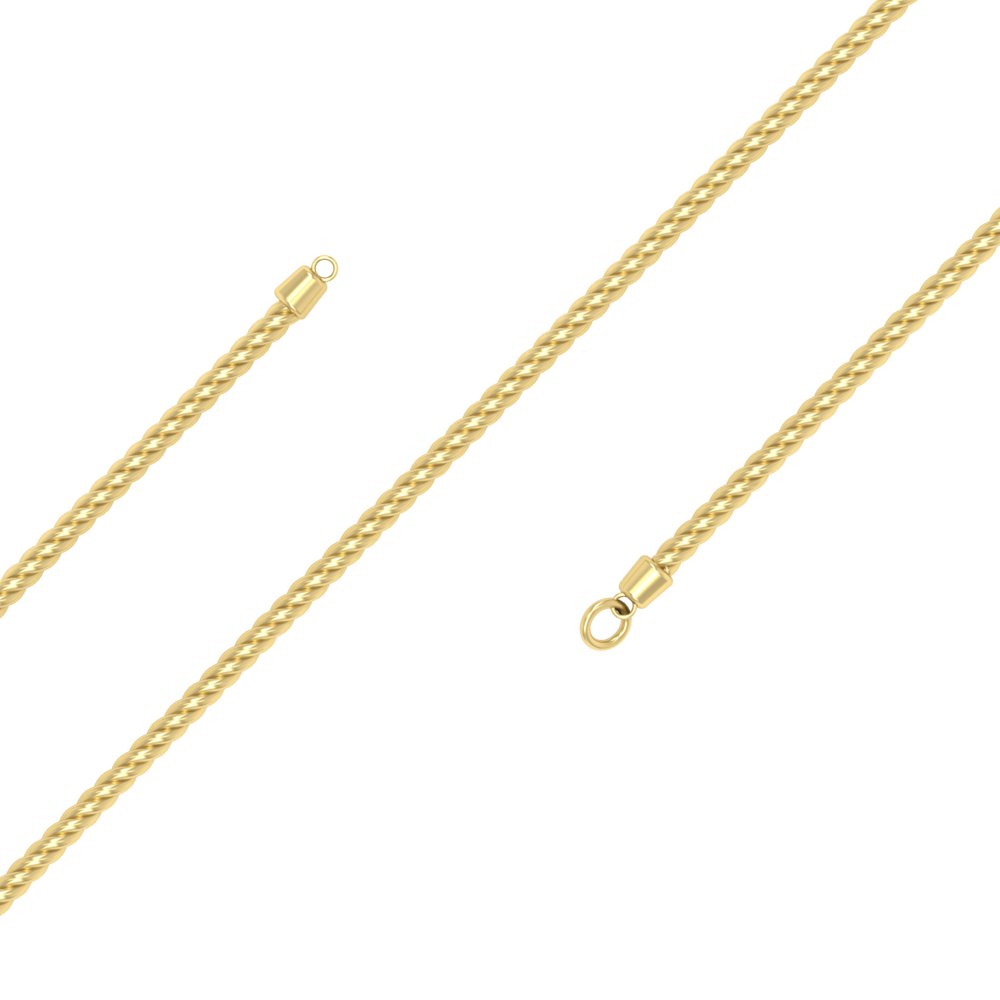 14K Yellow Gold 2.4mm Lite Round Wheat Chain for Men and Women