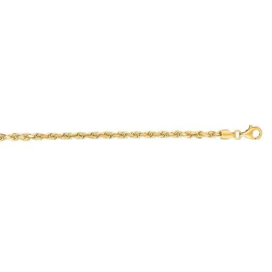 3mm Diamond Cut Royal Rope Chain In 14K Gold
