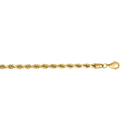 14K Gold 4mm Diamond Cut Royal Rope Chain Necklace