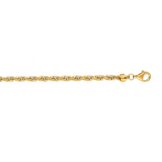 14K Yellow Gold 5mm Diamond Cut Royal Rope Chain with Lobster Lock