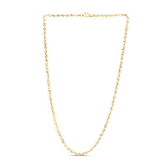 14K Yellow Gold 3mm Silk Rope Chain for Men and Women