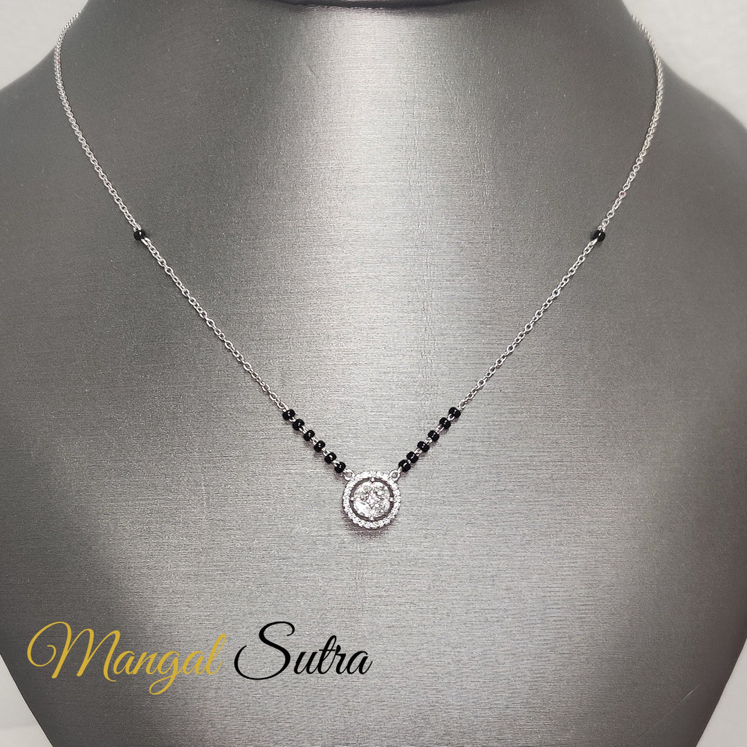 0.75 Carat Solitaire Looking Halo Diamond Mangalsutra