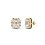 Load image into Gallery viewer, Baguette And Round Emerald Diamond Stud Earrings
