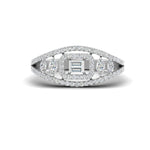 Load image into Gallery viewer, Emerald Cut Halo Cluster Wide Band Ring
