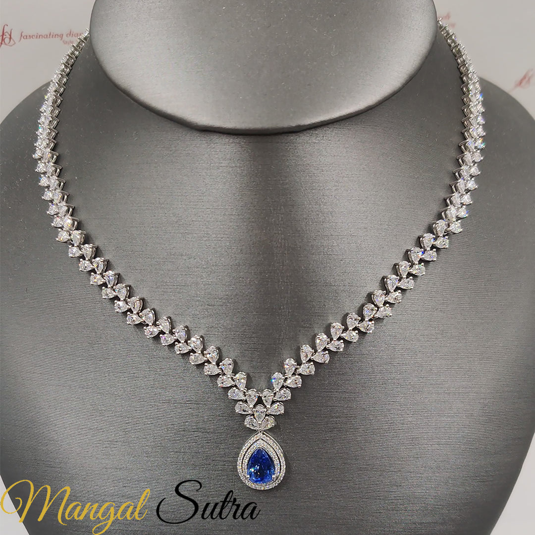 Pear Drop Leaf Diamond Necklace