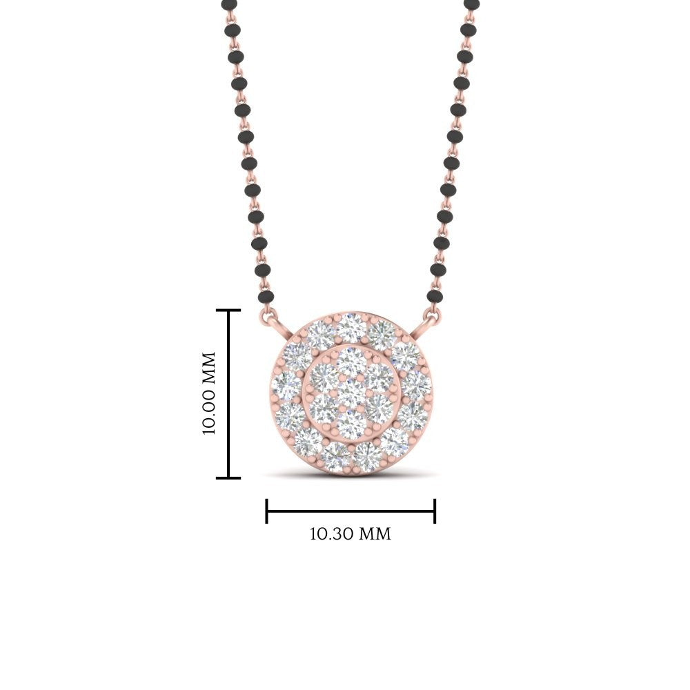 Round Halo Mangalsutra Diamond Pendant